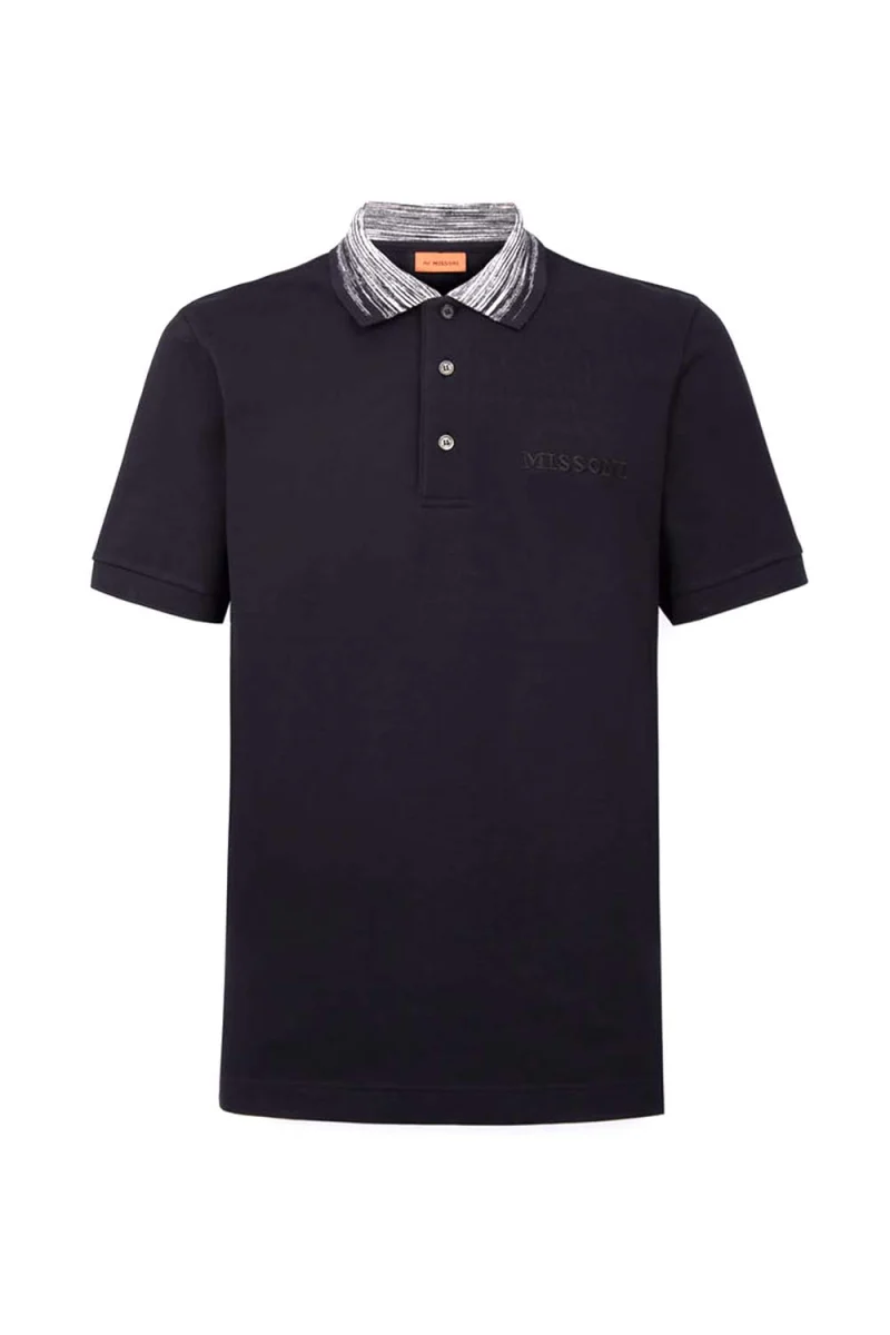 Polo Cotton Piquet UC22W200-BJ0019 s90nc-black contrast space-dyed black white