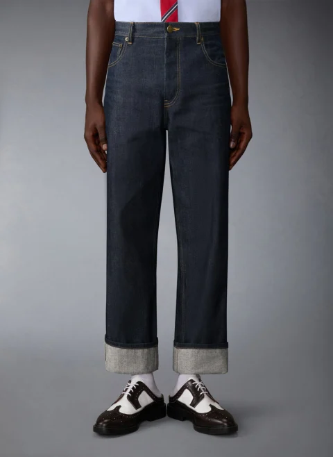Деним с контрастни шевове Thom Browne
