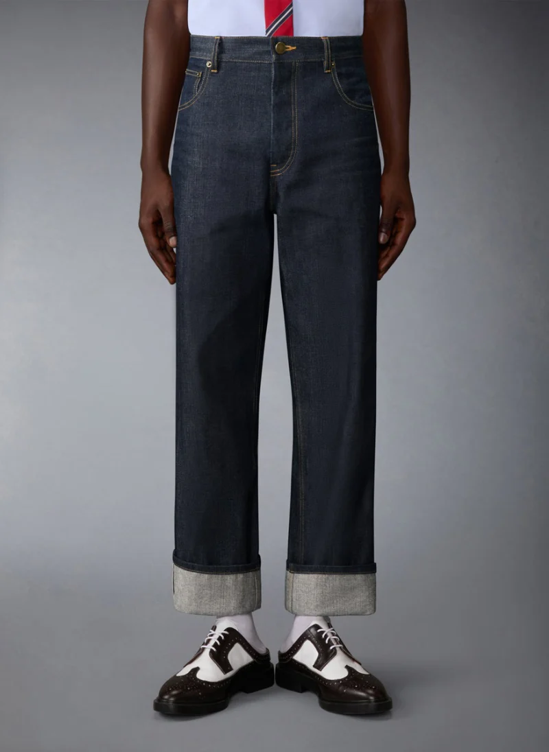 Деним с контрастни шевове Thom Browne