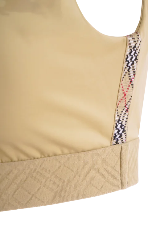 Check Trim Stretch Nylon Bra Top in Flax — снимка 2