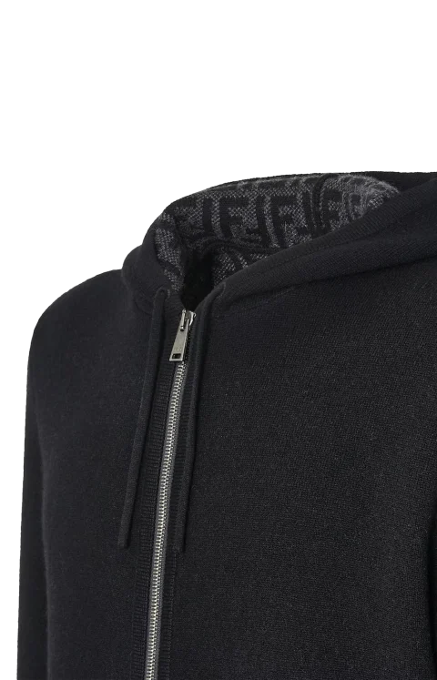 FF Zucca Cashmere Hoodie in Black — снимка 3