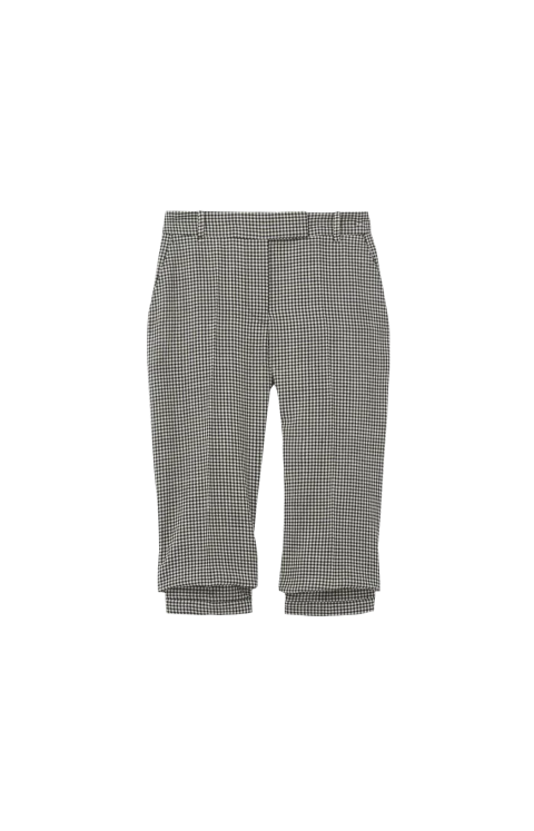 Gingham Check Tailored Capri Trousers in Black/Ivory
