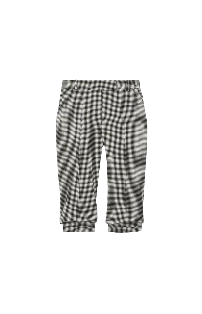 Gingham Check Tailored Capri Trousers in Black/Ivory
