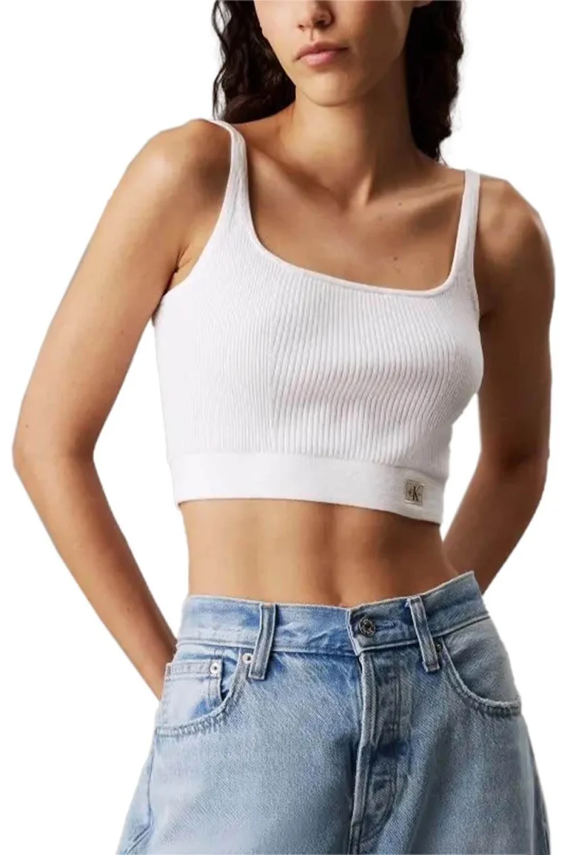 Top Woven Label Sweater Bralette J20J225227 YAA brilliant white