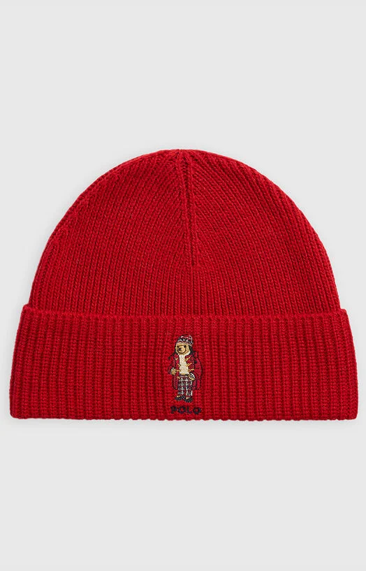 Червена плетена шапка Polo Bear