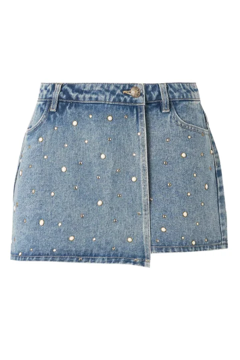 Пола Onltexas Studded RegSkort Bj 15371189 BS 541 light medium blue denim