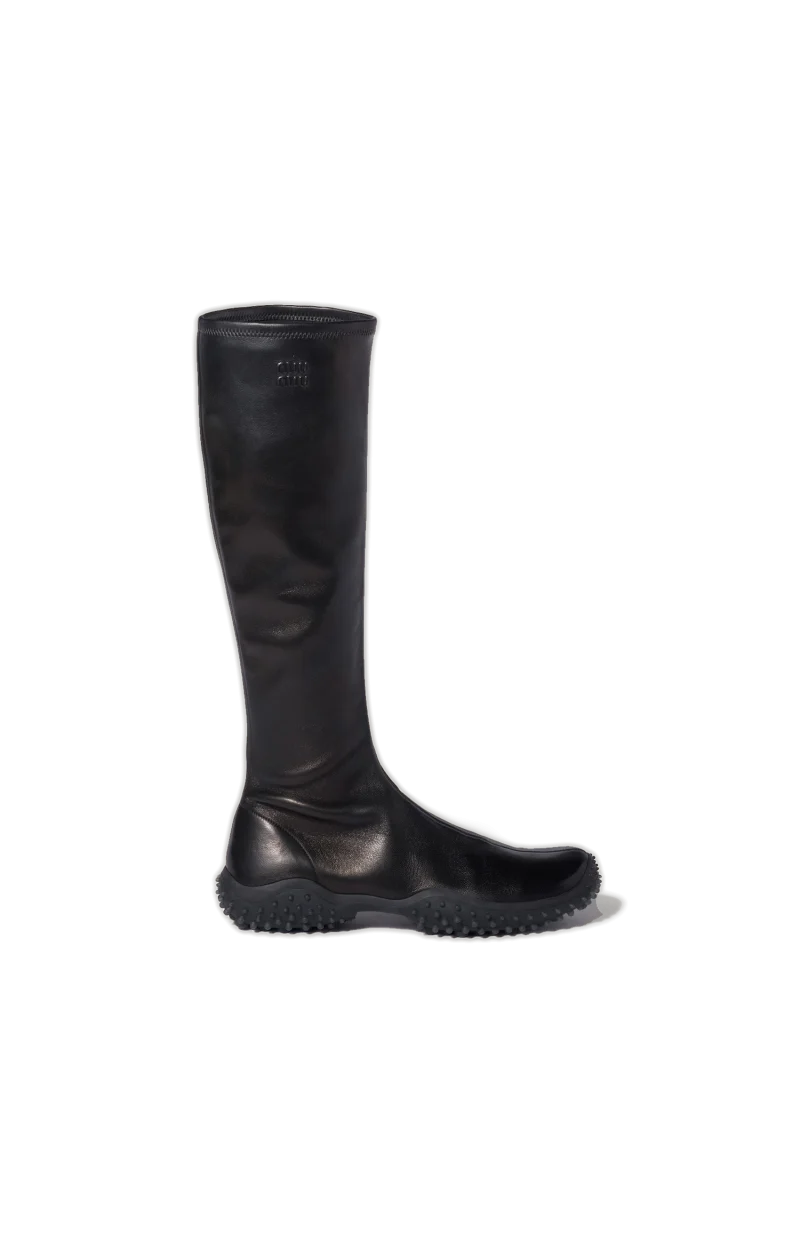 Stretch Nappa Leather Boots in Black