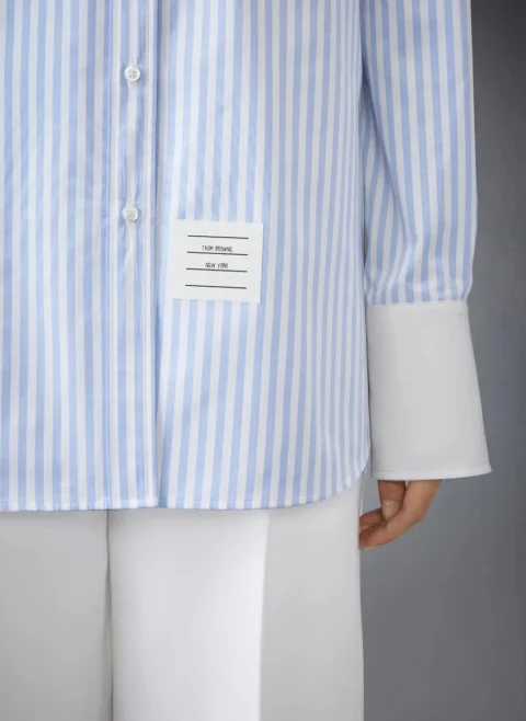 Раирана риза с контрастни кантове Thom Browne — снимка 5