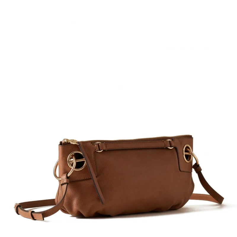 Дамска кафява чанта London Shoulder Small BORBONESE — снимка 6