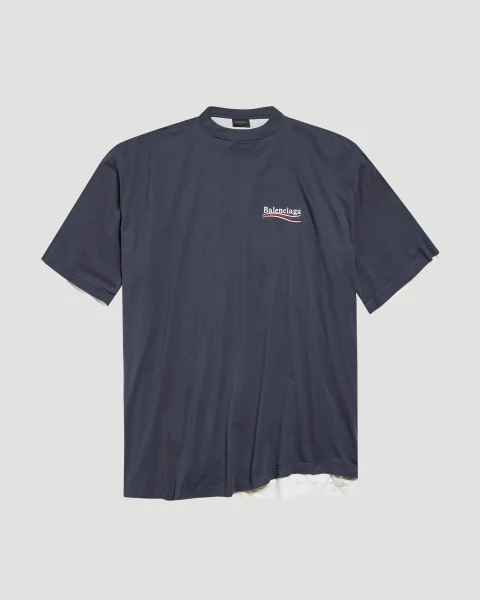 Political Campaign Double T-Shirt in Navy and White
