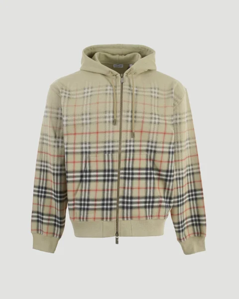 Gradient Check Cotton Zip Hoodie