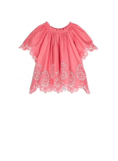 Блуза с бродерия Zimmermann Kids