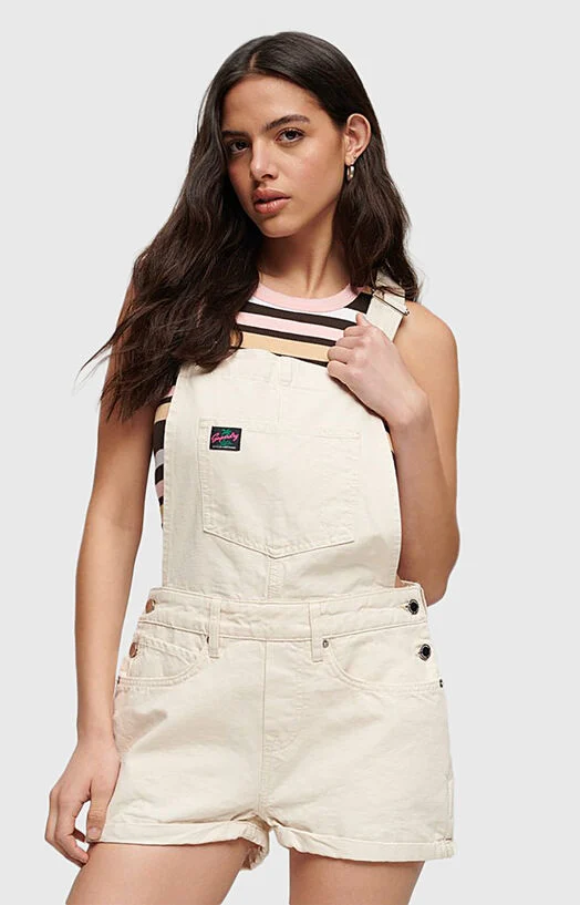 Къс гащеризон VINTAGE CANVAS в цвят екрю