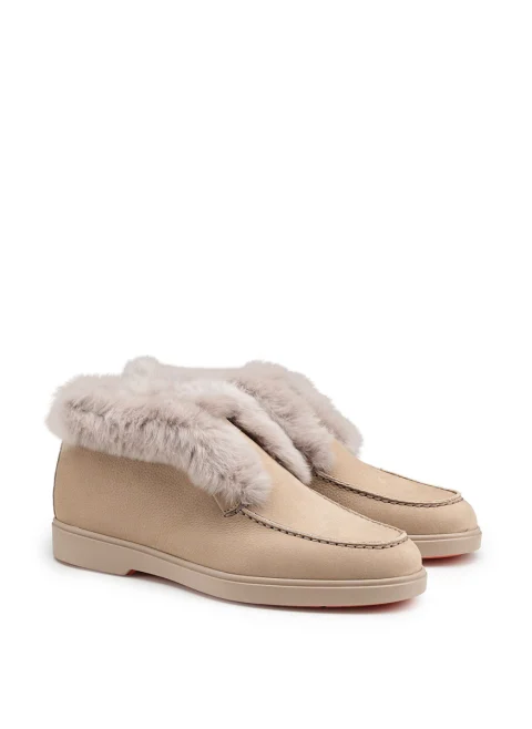 Боти от набук с мека подплата Santoni — снимка 2