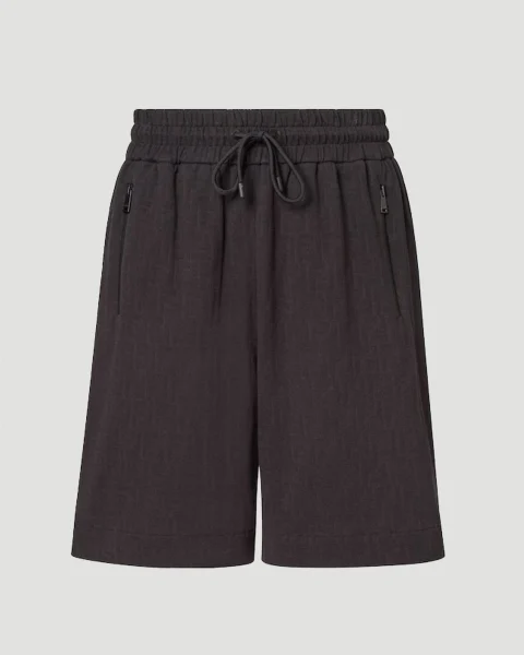 Black Piqué FF Jacquard Shorts