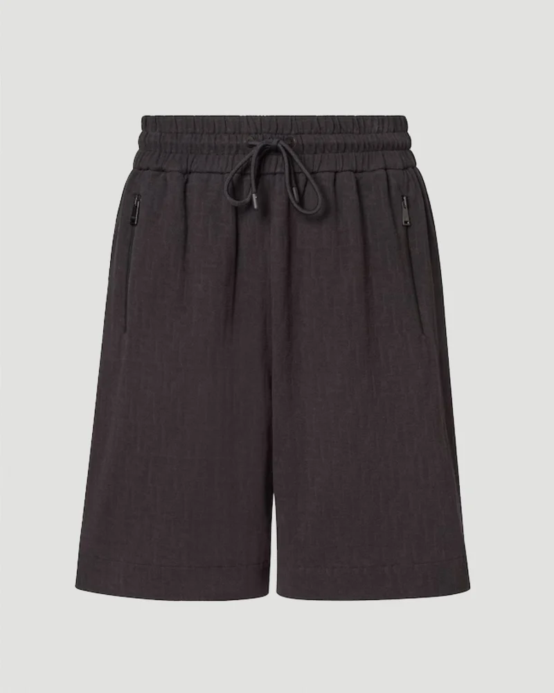 Black Piqué FF Jacquard Shorts