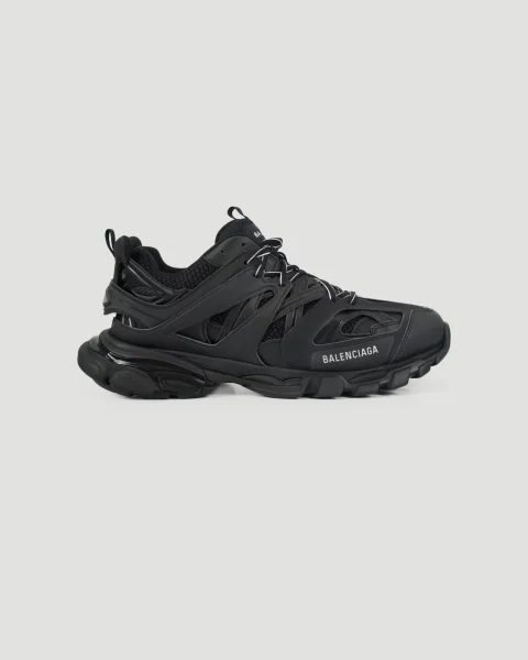 Track Sneaker in Black Mesh and Nylon