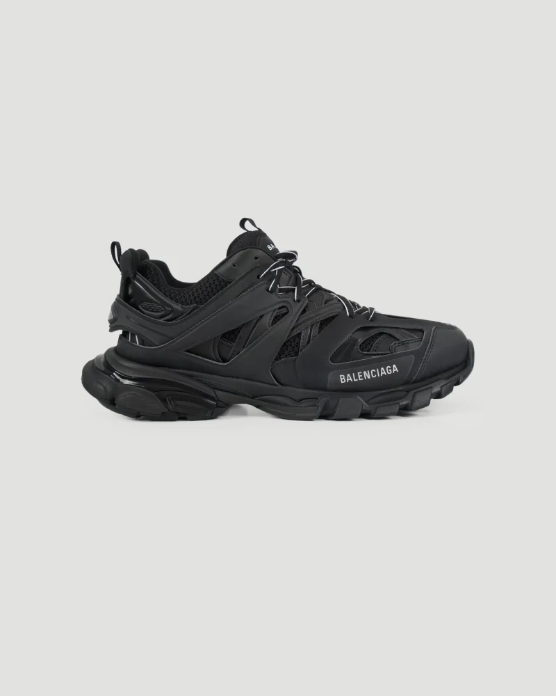 Track Sneaker in Black Mesh and Nylon