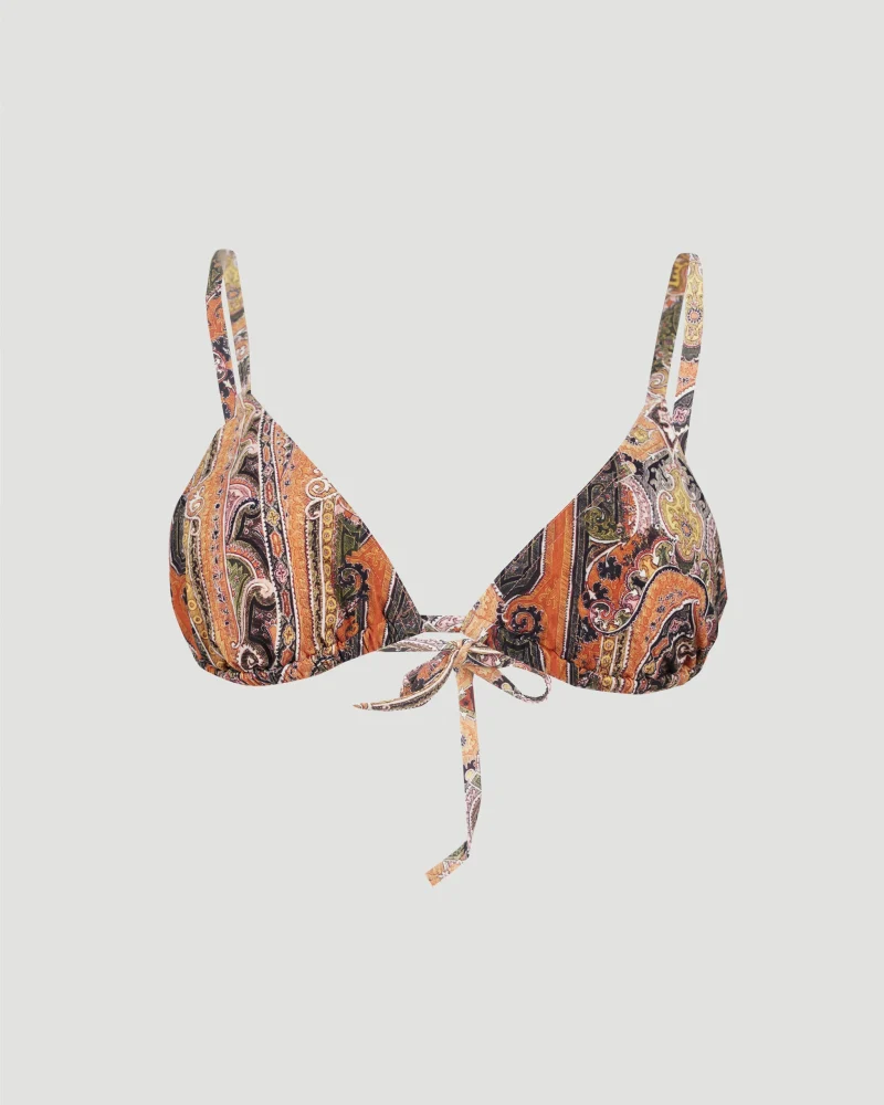 Printed Bikini Top in Orange