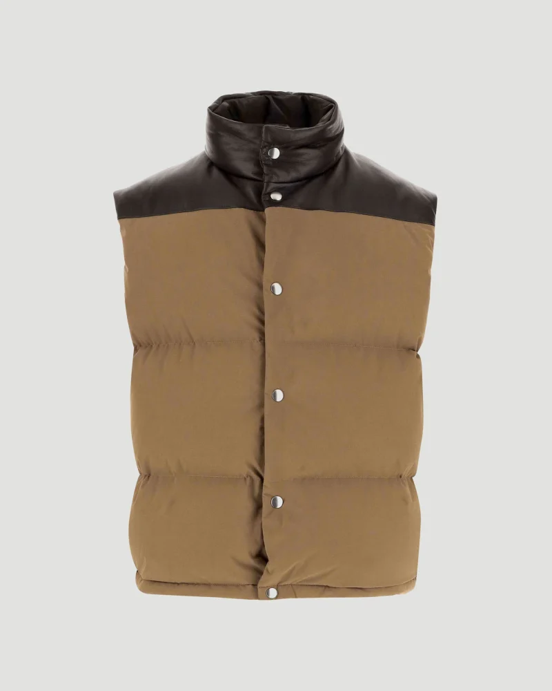 Frosted Poplin and Leather Gilet