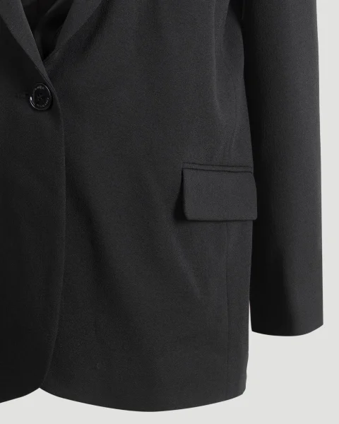 Single-Breasted Blazer in Black Viscose — снимка 3