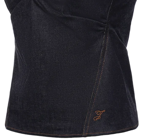 The de-Nîmes Pina Denim Top in Dark Navy — снимка 3