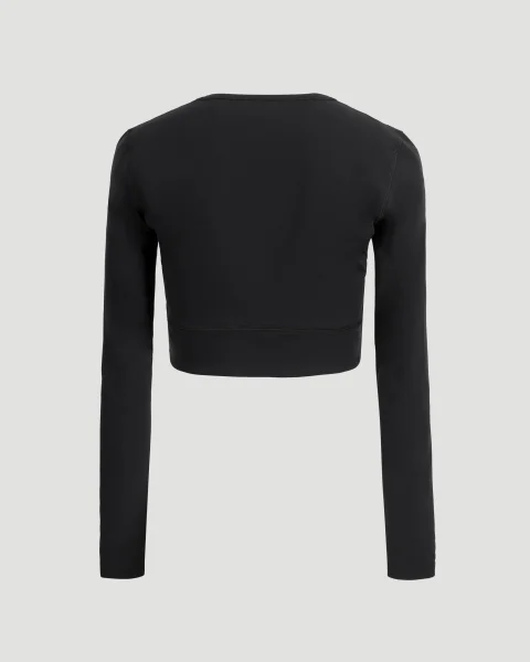 Activewear Long Sleeve Sports Bra in Black — снимка 2