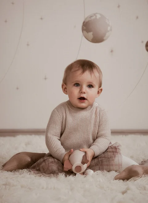 Рокля от кашмир 'Sparkling notes' Brunello Cucinelli Kids 12M — снимка 4