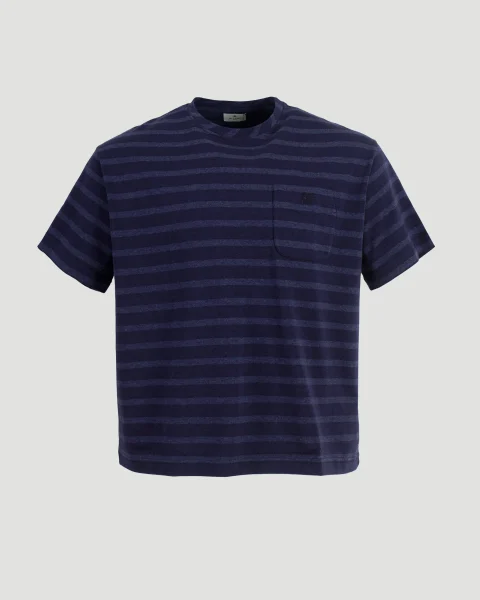 Striped Jersey Round-Neck T-Shirt with Chest Pocket