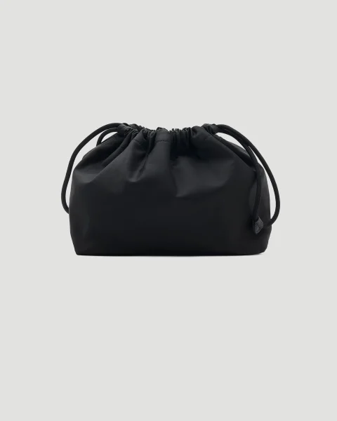 Reversible Horseshoe Drawstring Pouch in Black — снимка 2