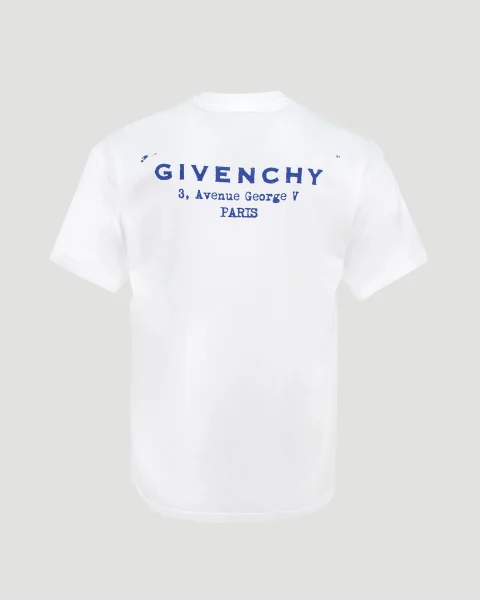 T-Shirt in Cotton with Givenchy Stamp Print in White — снимка 2