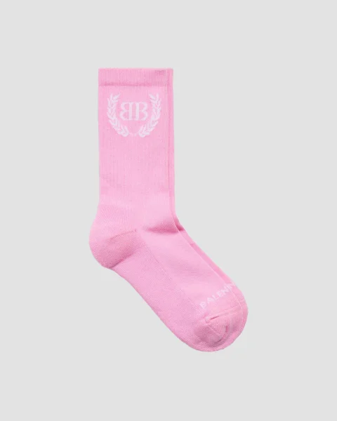 Laurel Classic Socks in Baby Pink and White