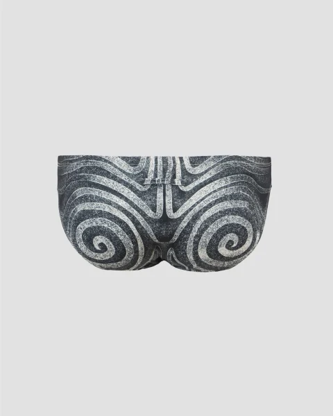 Spiral Print Swim Briefs in Black — снимка 2