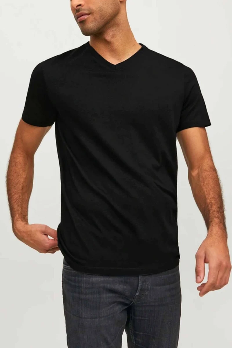 T-Shirt Jjeorganic Basic Tee Ss V-Neck 12156102 C-N10 black — снимка 2