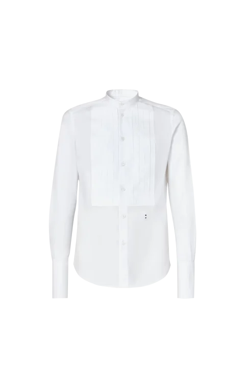 Pleated Poplin Shirt in White