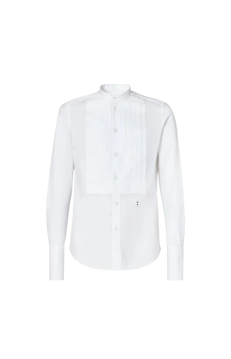 Pleated Poplin Shirt in White