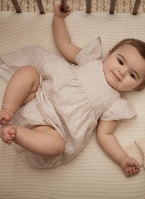 Рокля от лен Brunello Cucinelli Kids — снимка 5