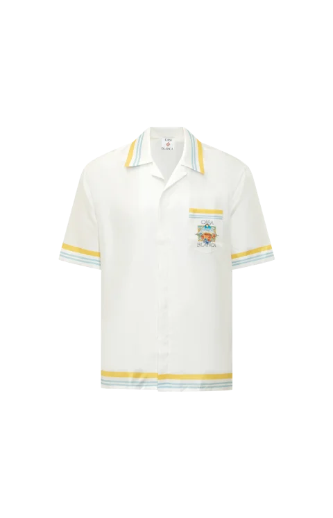 Casablanca Tennis Landscape Cuban Collar Shirt