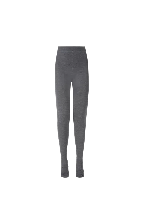 Logo-embroidered knitted wool leggings in Grey
