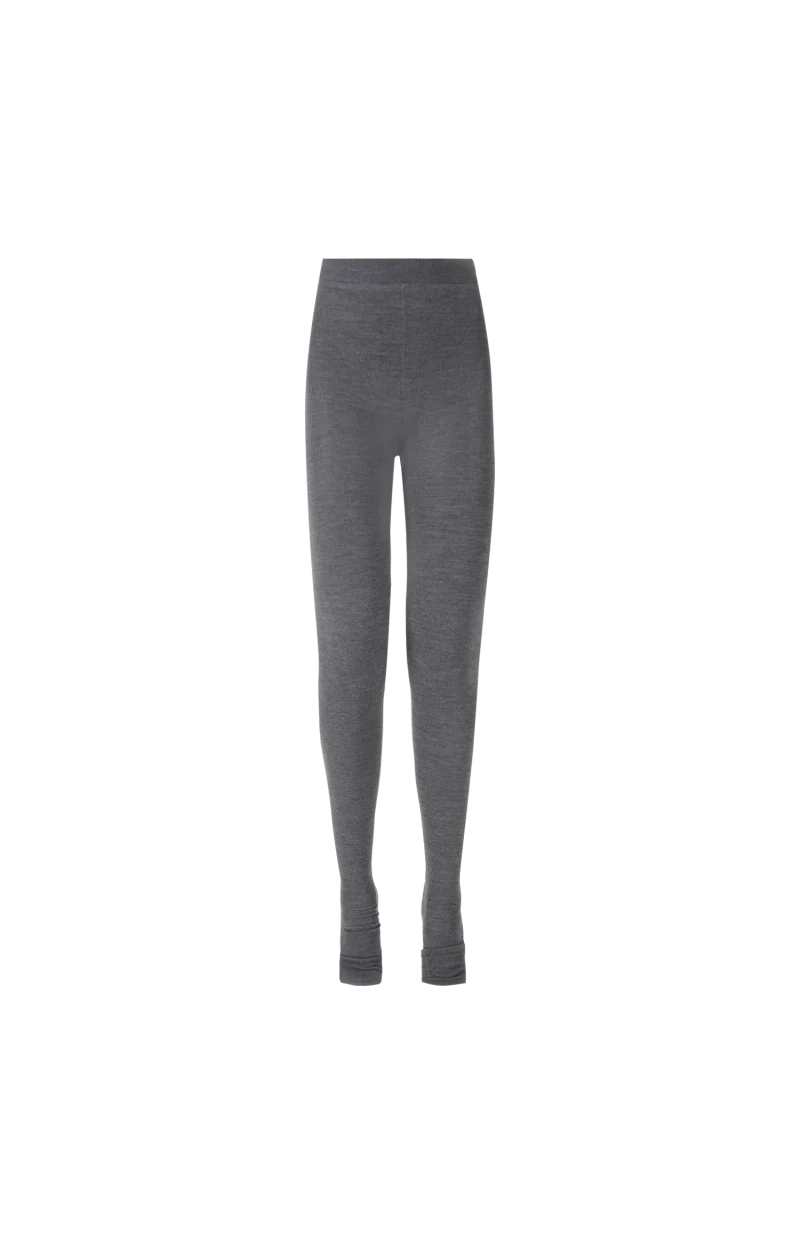 Logo-embroidered knitted wool leggings in Grey