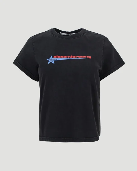 Crystal Hotfix Star Jersey Tee in Black