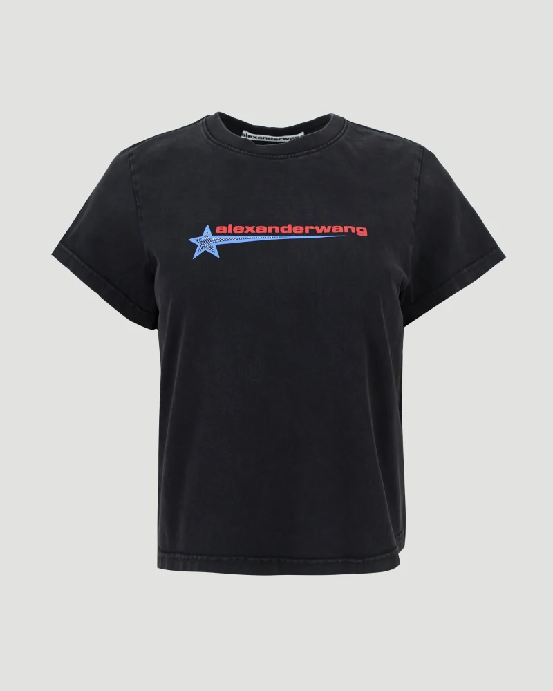 Crystal Hotfix Star Jersey Tee in Black