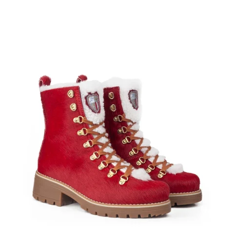 Дамски червени боти с косъм Brenda New Italia Shoes — снимка 7