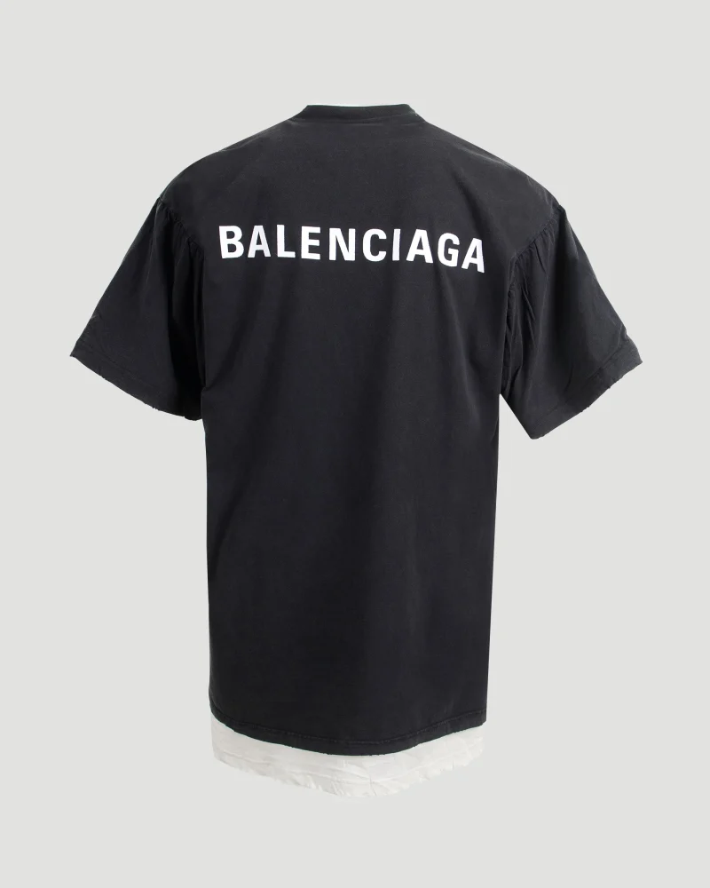 Balenciaga Back Double T-Shirt in Washed Black — снимка 4