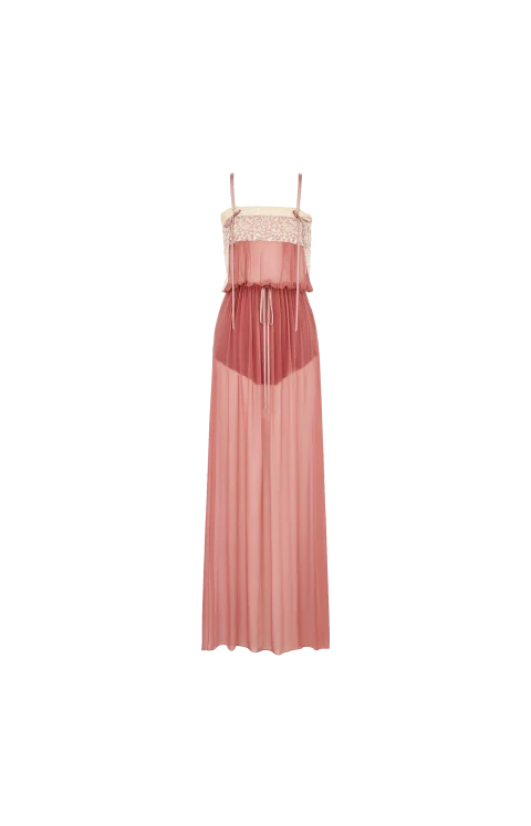 Laced Dress in Silk Crepe Muslin — снимка 2