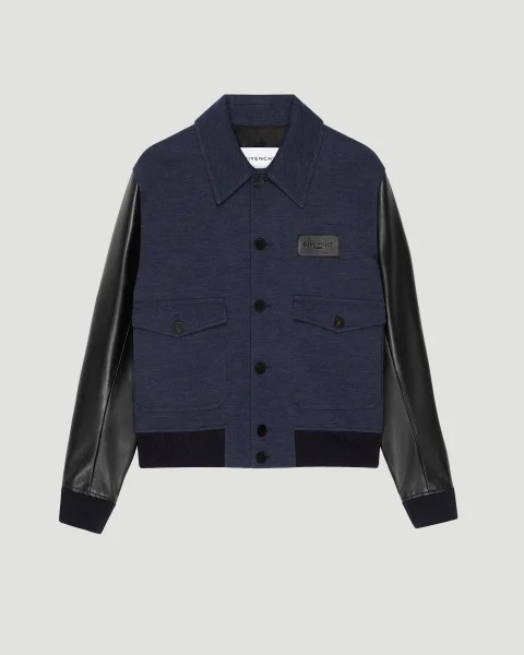 Mix Material Aviator Blouson