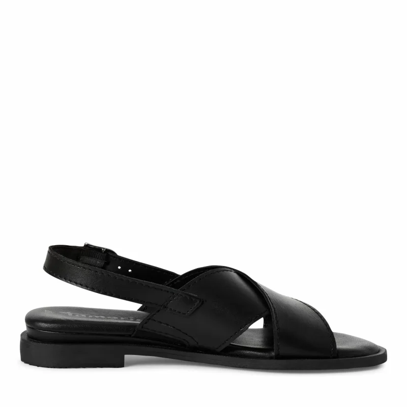 Дамски Равни Сандали TAMARIS – 1-28102-44-003 BLACK LEATHER — снимка 2
