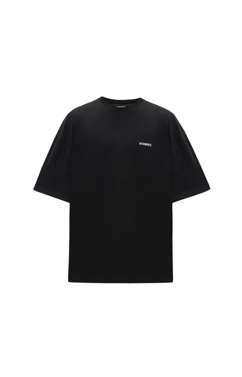 Oversized T-Shirt with Contrast Logo Print in Black
