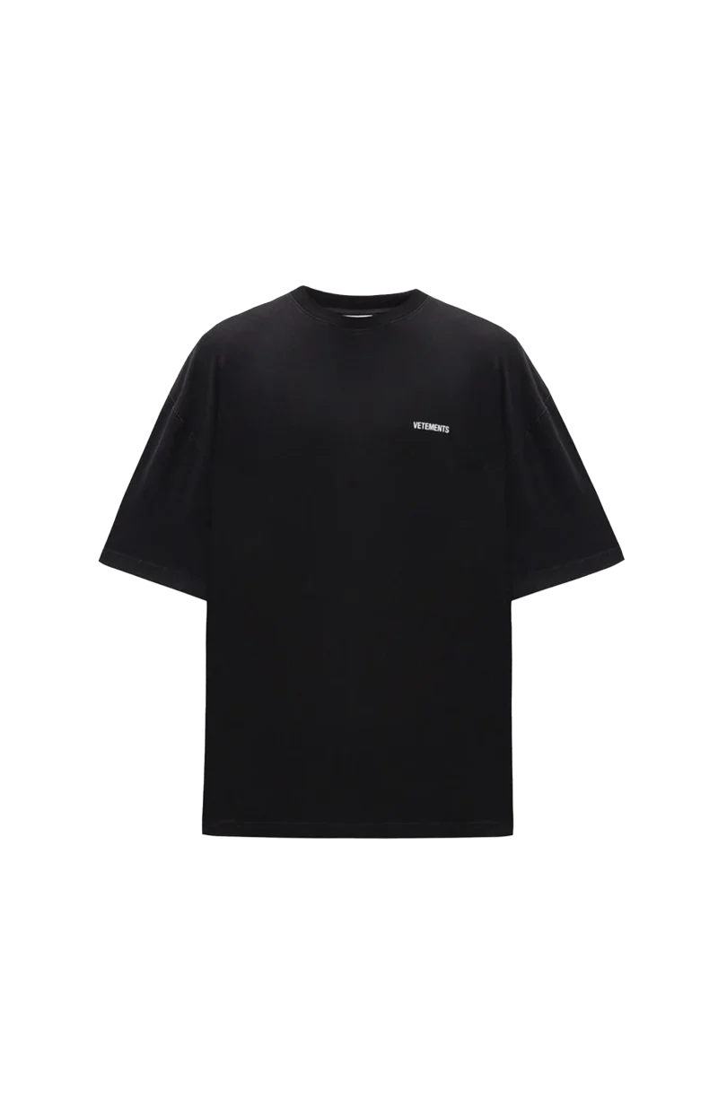 Oversized T-Shirt with Contrast Logo Print in Black