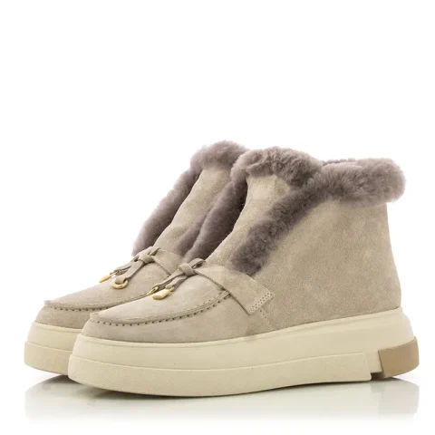 Дамски Равни Боти CARLO FABIANI – 109414 BEIGE SUEDE — снимка 3